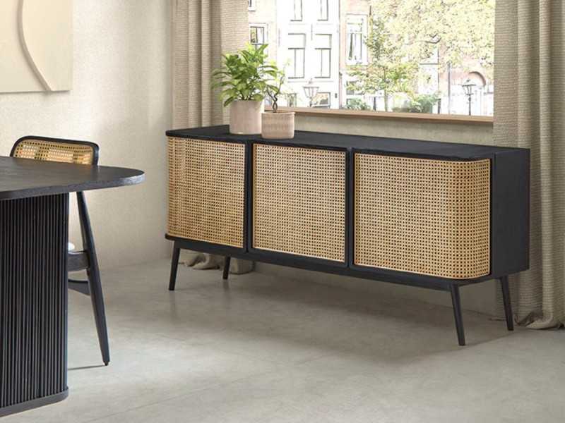 3-door sideboard in oak wood - ARCILA NEGRO