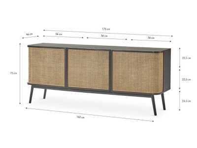 3-door sideboard in oak wood - ARCILA NEGRO