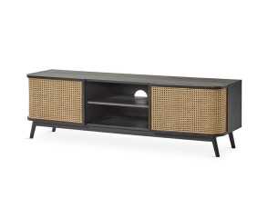 2-door TV cabinet with recess in oak wood - ARCILA NEGRO 2