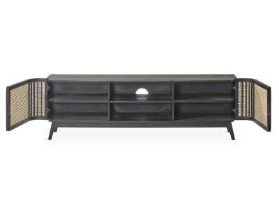 2-door TV cabinet with recess in oak wood - ARCILA NEGRO