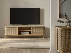 2-door TV cabinet with recess in oak wood - ARCILA NATURAL