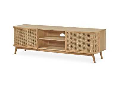 2-door TV cabinet with recess in oak wood - ARCILA NATURAL