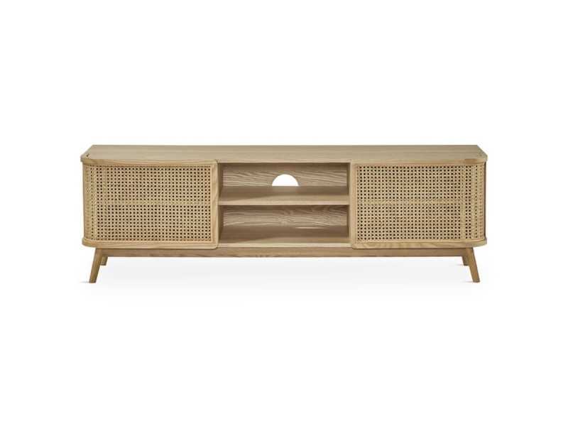 Mueble TV de 2 puertas y hueco en madera de roble - ARCILA NATURAL