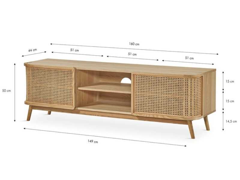 Mueble TV de 2 puertas y hueco en madera de roble - ARCILA NATURAL