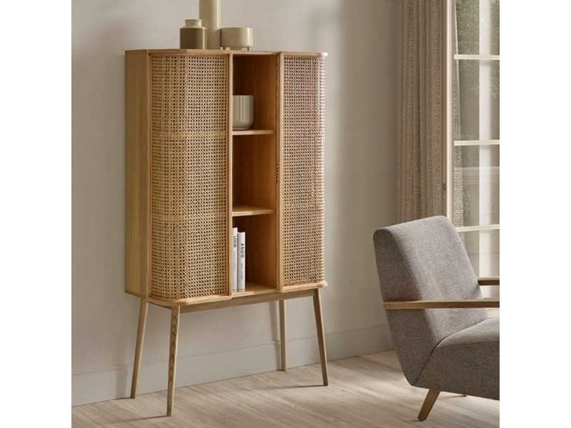 Vitrine 2 portes avec niche centrale en bois de chêne - ARCILA NATURAL