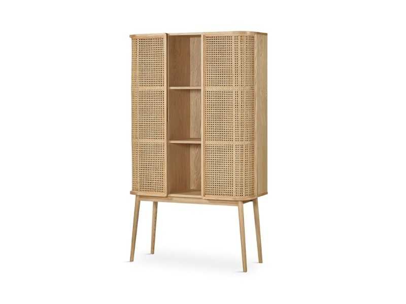 2-door display case with central recess in oak wood - ARCILA NATURAL