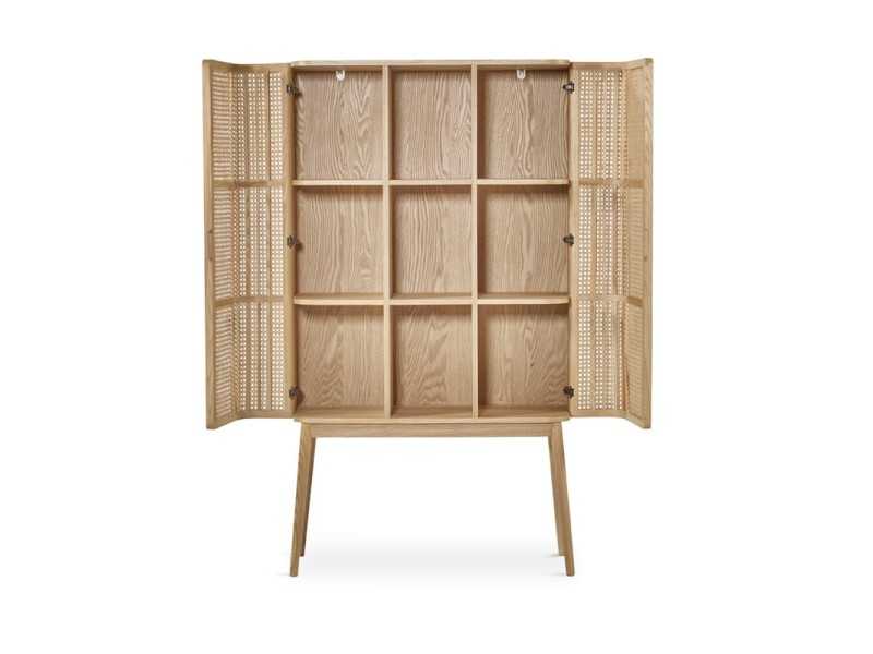 2-door display case with central recess in oak wood - ARCILA NATURAL