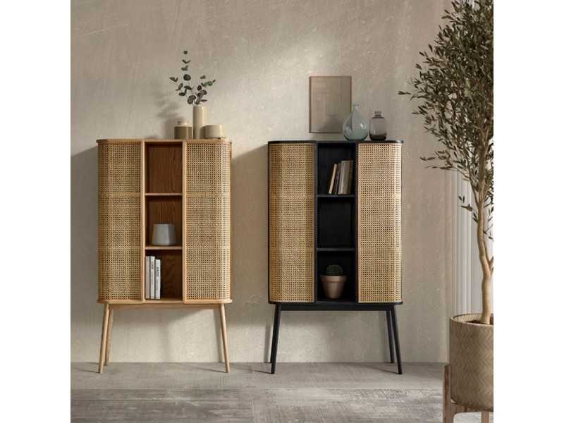 Vitrina de 2 puertas y hueco central en madera de roble - ARCILA NATURAL