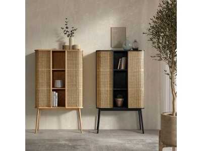 2-door display case with central recess in oak wood - ARCILA NATURAL