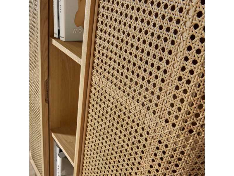 Vitrine 2 portes avec niche centrale en bois de chêne - ARCILA NATURAL