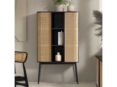 2-door display case with central recess in oak wood - ARCILA NEGRO