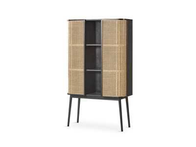 2-door display case with central recess in oak wood - ARCILA NEGRO