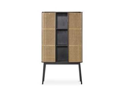 2-door display case with central recess in oak wood - ARCILA NEGRO