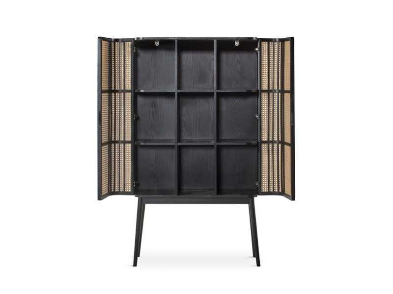 Vitrina de 2 puertas y hueco central en madera de roble - ARCILA NEGRO