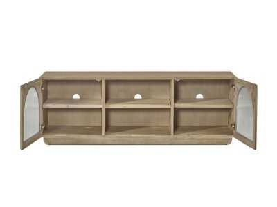 Meuble TV en bois massif avec portes et compartiments - ANAAN Meuble TV en bois massif avec portes et compartiments - ANAAN