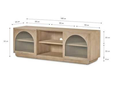 Meuble TV en bois massif avec portes et compartiments - ANAAN Meuble TV en bois massif avec portes et compartiments - ANAAN