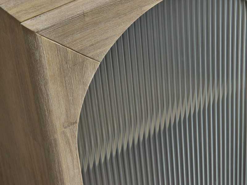 Solid wood TV cabinet with doors and open compartments - ANAAN