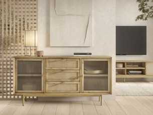 Aparador de madera maciza y metal dorado - MAÓ