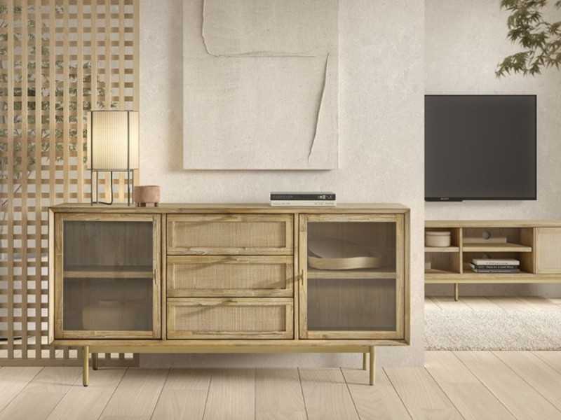 Aparador de madera maciza y metal dorado - MAÓ