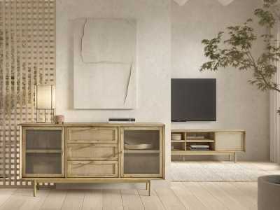 Aparador de madera maciza y metal dorado - MAÓ Aparador de madera maciza y metal dorado - MAÓ