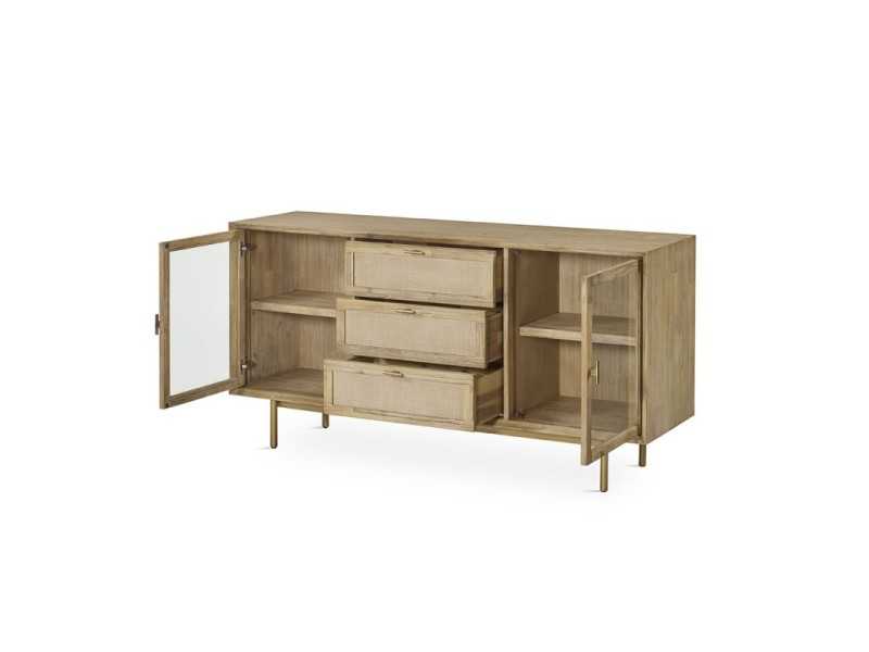 Aparador de madera maciza y metal dorado - MAÓ