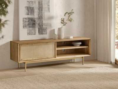 Solid wood and gold metal TV cabinet - MAÓ Solid wood and gold metal TV cabinet - MAÓ