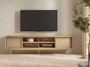 Solid wood and gold metal TV cabinet - MAÓ XL