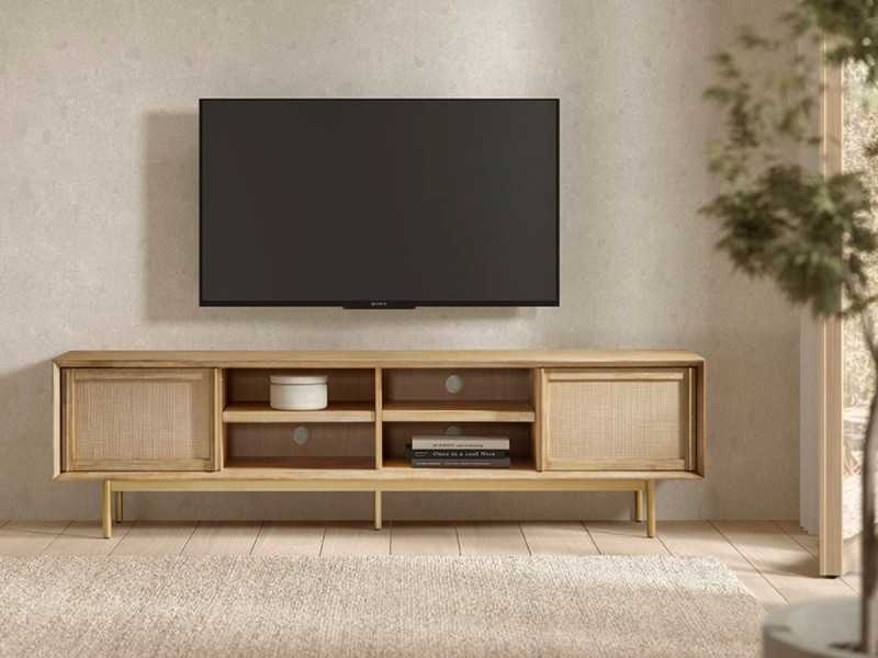 Solid wood and gold metal TV cabinet - MAÓ XL