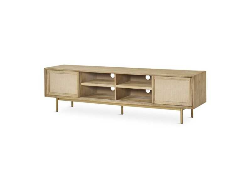 Mueble TV de madera maciza y metal dorado - MAÓ XL
