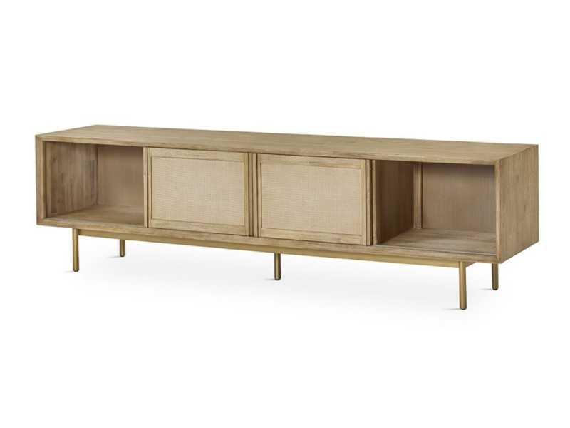 Mueble TV de madera maciza y metal dorado - MAÓ XL