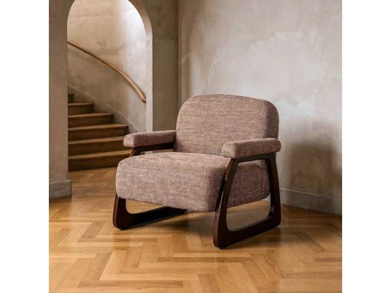 Upholstered armchair with exposed wood - DOLMEN