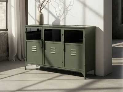 Metal sideboard with doors and glass - RETRO Metal sideboard with doors and glass - RETRO