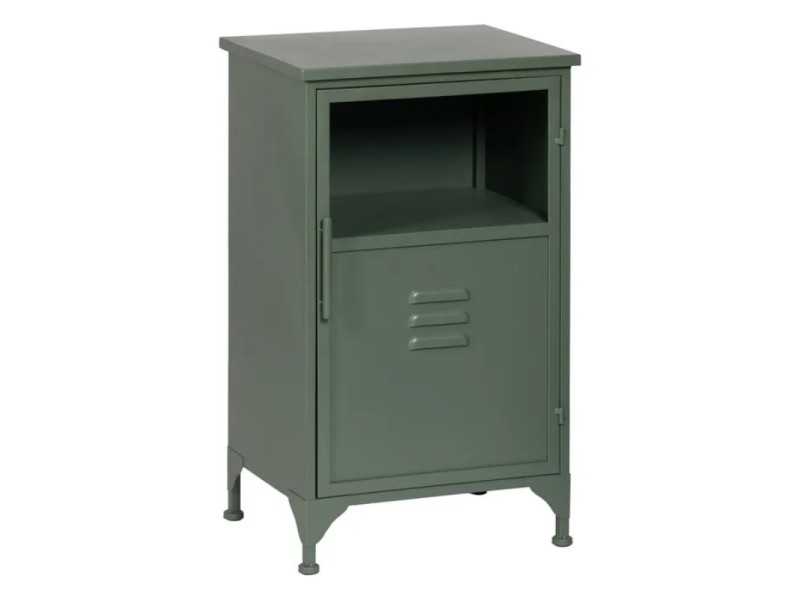 Bedside table or metal filing cabinet with glass top - RETRO