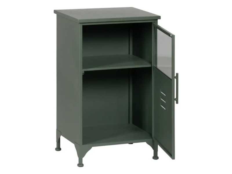 Bedside table or metal filing cabinet with glass top - RETRO