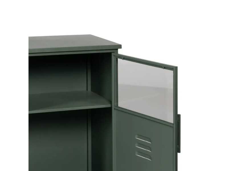 Bedside table or metal filing cabinet with glass top - RETRO