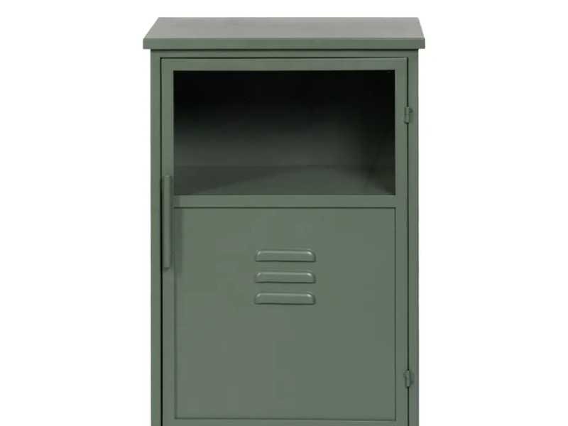 Bedside table or metal filing cabinet with glass top - RETRO