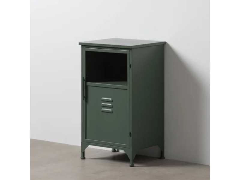 Bedside table or metal filing cabinet with glass top - RETRO