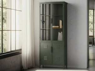 Metal display cabinet with doors and glass - RETRO