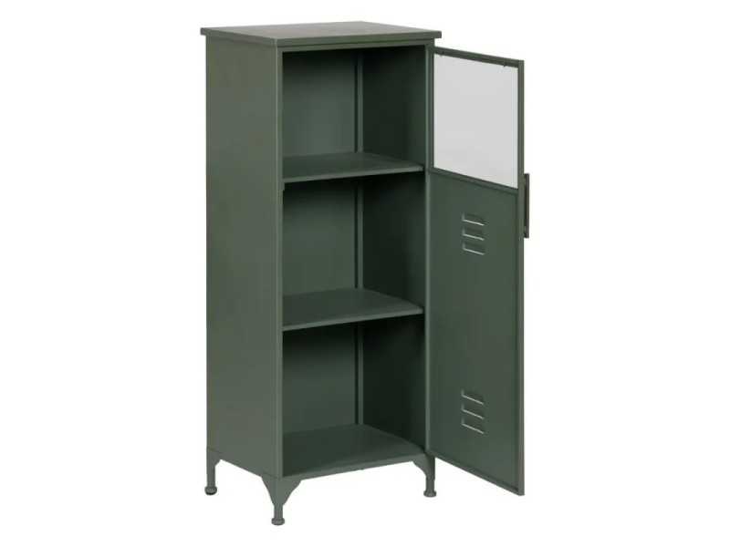 Meuble d'appoint en métal avec portes et vitre - RETRO