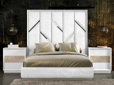 Upholstered and lacquered headboard with a modern design - ALIZÉE