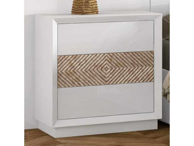 Lacquered bedside table with 3 drawers and central detail - ALIZÉE