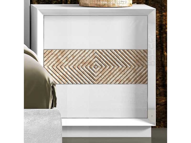 Lacquered bedside table with 3 drawers and central detail - ALIZÉE