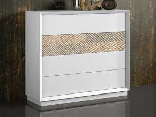 Lacquered chest of drawers with 4 drawers and detail on the front of one drawer - ALIZÉE