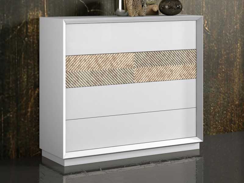 Lacquered chest of drawers with 4 drawers and detail on the front of one drawer - ALIZÉE