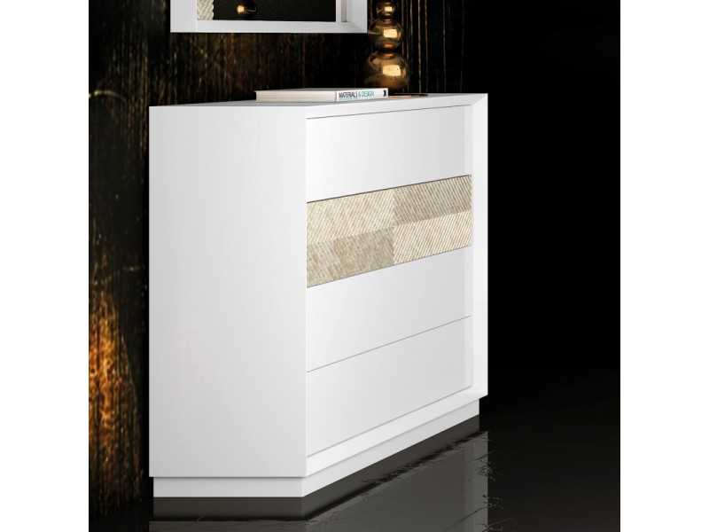 Lacquered chest of drawers with 4 drawers and detail on the front of one drawer - ALIZÉE