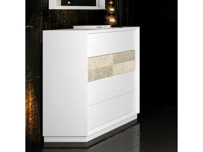 Lacquered chest of drawers with 4 drawers and detail on the front of one drawer - ALIZÉE