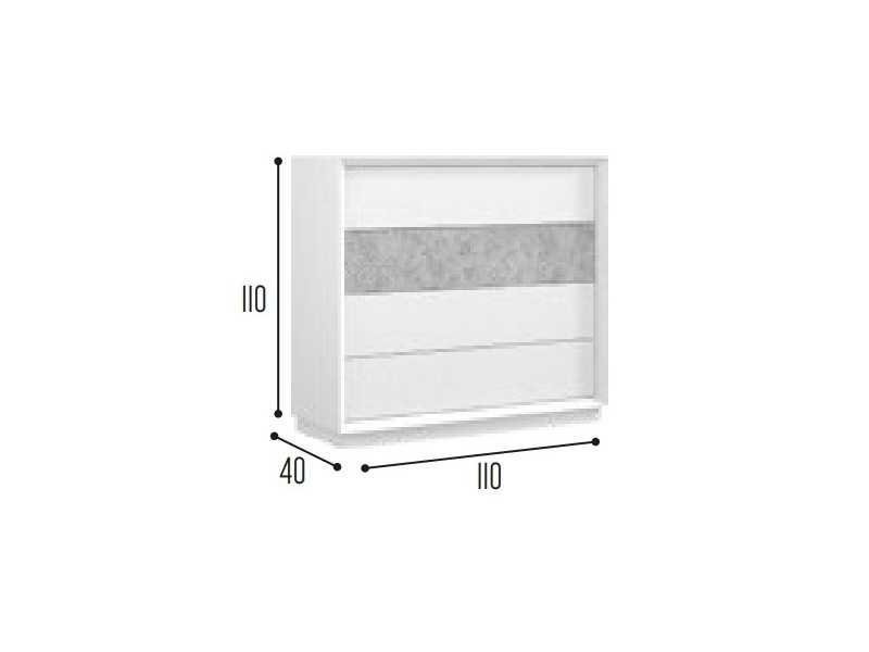 Lacquered chest of drawers with 4 drawers and detail on the front of one drawer - ALIZÉE