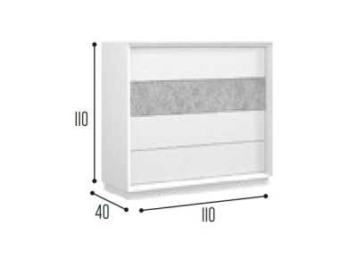 Lacquered chest of drawers with 4 drawers and detail on the front of one drawer - ALIZÉE