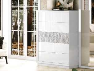 Lacquered chiffonier with 5 drawers and detailing on the front of the central drawer - ALIZÉE