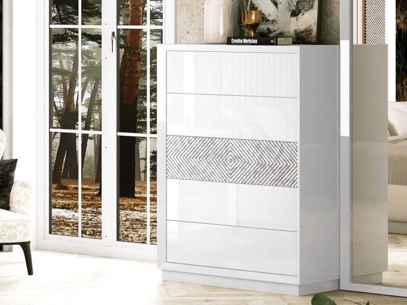 Lacquered chiffonier with 5 drawers and detailing on the front of the central drawer - ALIZÉE